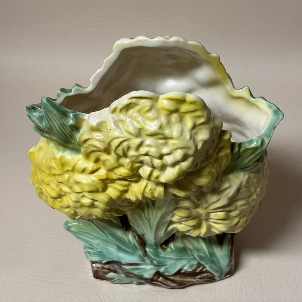 1950's McCoy Yellow Chrysanthemum Pottery Vase